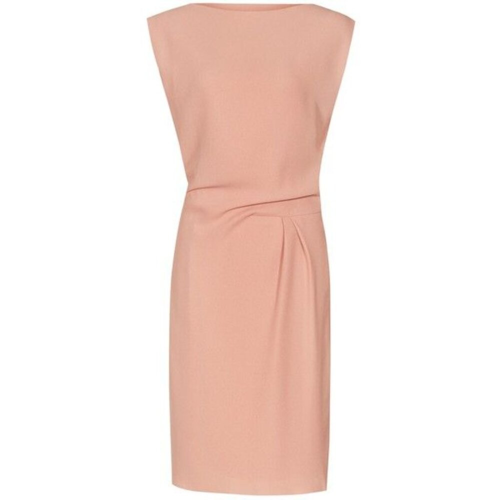 Reiss Kier boat neck lined shift dress, pink / peach / salmon, high neck, simple